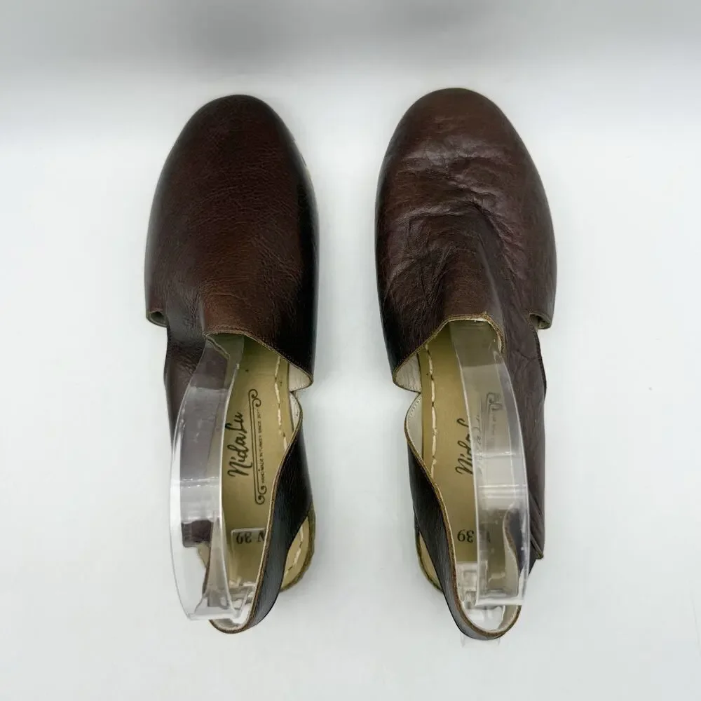 Nida Lu Womens Mule Sandals EU 39 US 8.5 Brown Leather EUC